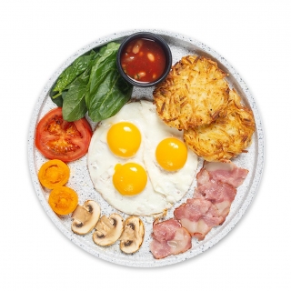 Английский завтрак с драниками из картофеля