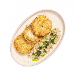 Драники с курицей и грибами